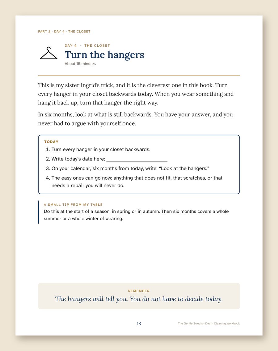 Page 18: Day 4, turn the hangers